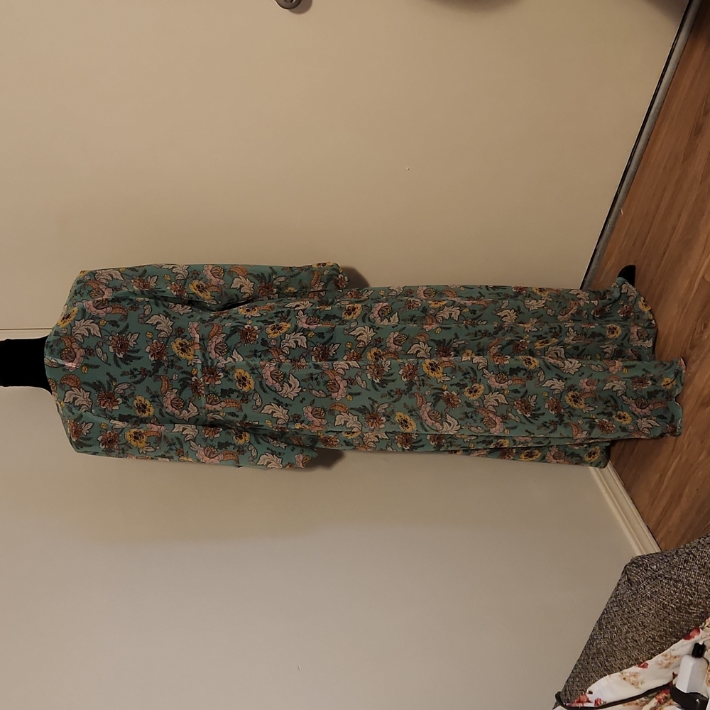 Free People green Long sleeve sheer floral fall Maxi Dress - Picture 10 of 13